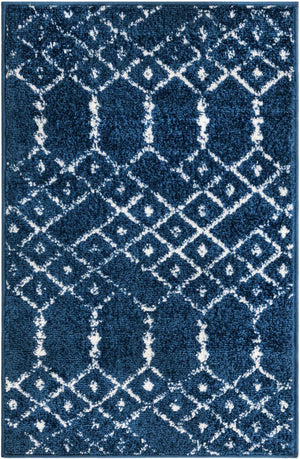 Navy Blue 2' x 3' Paxon Trellis Rectangle Area Rug Geometric Durable Stain Resistant Easy Clean Carpet for Modern Interior Home Decor for Sale at Rug Engine
