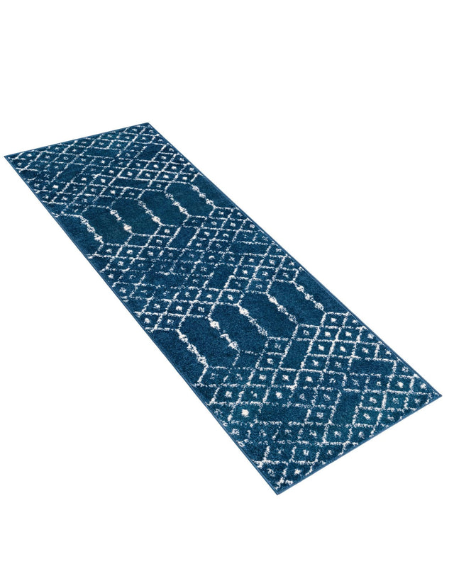 Navy Blue 2' x 6' Paxon Trellis Runner Area Rug Geometric Durable Stain Resistant Easy Clean Carpet for Modern Interior Home Decor for Sale at Rug Engine