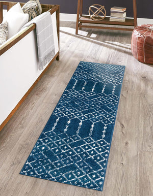 Navy Blue 2' x 9' 10 Paxon Trellis Runner Area Rug Geometric Durable Stain Resistant Easy Clean Carpet for Modern Interior Home Decor for Sale at Rug Engine