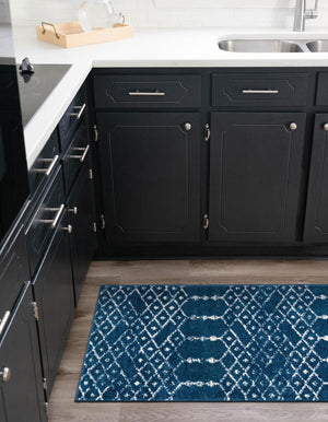 Navy Blue 2' 11 x 13' Paxon Trellis Runner Area Rug Geometric Durable Stain Resistant Easy Clean Carpet for Modern Interior Home Decor for Sale at Rug Engine