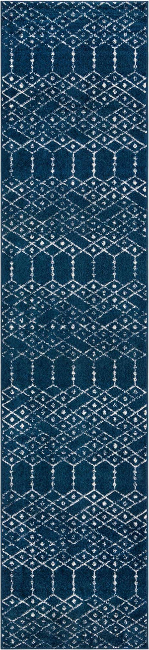 Navy Blue 2' 11 x 13' Paxon Trellis Runner Area Rug Geometric Durable Stain Resistant Easy Clean Carpet for Modern Interior Home Decor for Sale at Rug Engine