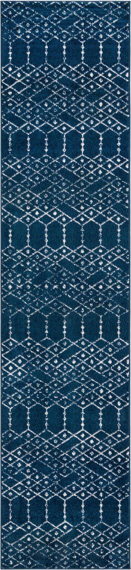 Navy Blue 2' 11 x 13' Paxon Trellis Runner Area Rug Geometric Durable Stain Resistant Easy Clean Carpet for Modern Interior Home Decor for Sale at Rug Engine