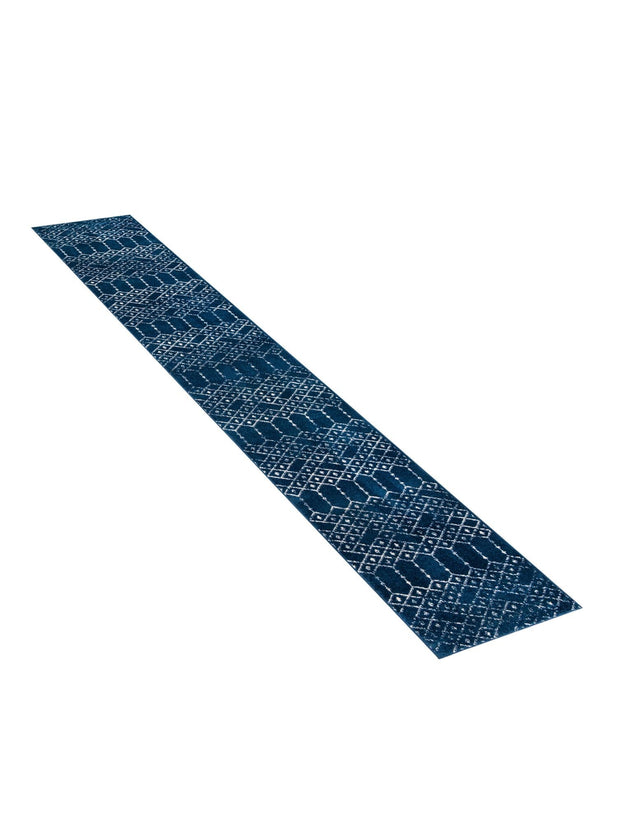 Navy Blue 2' 11 x 16' Paxon Trellis Runner Area Rug Geometric Durable Stain Resistant Easy Clean Carpet for Modern Interior Home Decor for Sale at Rug Engine