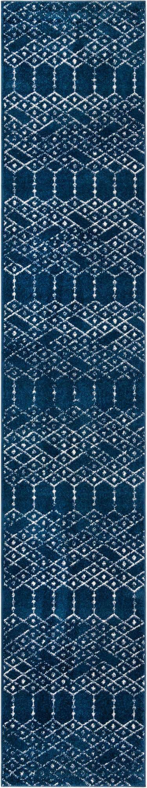 Navy Blue 2' 11 x 16' Paxon Trellis Runner Area Rug Geometric Durable Stain Resistant Easy Clean Carpet for Modern Interior Home Decor for Sale at Rug Engine