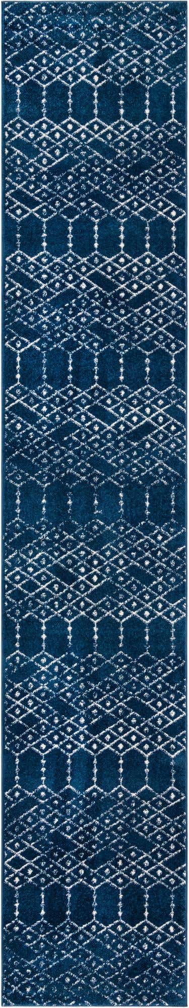 Navy Blue 2' 11 x 16' Paxon Trellis Runner Area Rug Geometric Durable Stain Resistant Easy Clean Carpet for Modern Interior Home Decor for Sale at Rug Engine