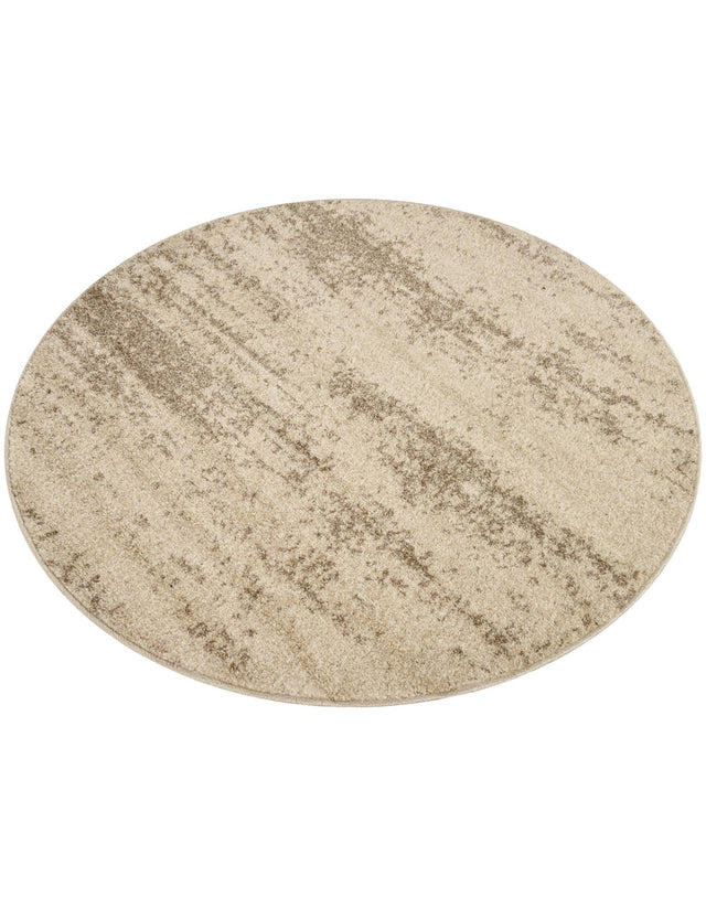 Bone Beige 4' 1 x 4' 1 Del Mar Round Area Rug 100% Polypropylene Easy Clean Stain Resistant Vivid Modern Carpet Mat for Home Decor Interior Designing for Sale at Rug Engine