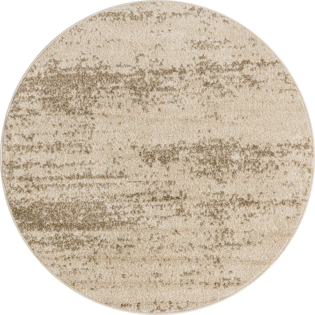 Bone Beige 4' 1 x 4' 1 Del Mar Round Area Rug 100% Polypropylene Easy Clean Stain Resistant Vivid Modern Carpet Mat for Home Decor Interior Designing for Sale at Rug Engine