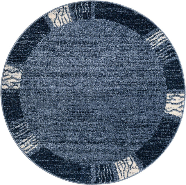 Light Blue 4' 1 x 4' 1 Del Mar Round Area Rug 100% Polypropylene Easy Clean Stain Resistant Vivid Modern Carpet Mat for Home Decor Interior Designing for Sale at Rug Engine