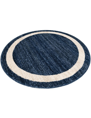 Navy Blue 4' 1 x 4' 1 Del Mar Round Area Rug 100% Polypropylene Easy Clean Stain Resistant Vivid Modern Carpet Mat for Home Decor Interior Designing for Sale at Rug Engine