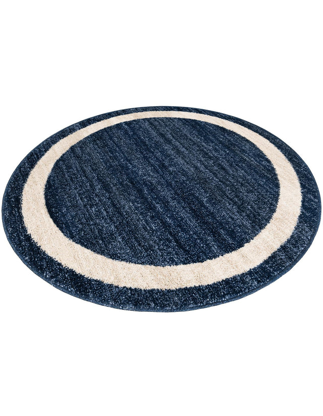 Navy Blue 4' 1 x 4' 1 Del Mar Round Area Rug 100% Polypropylene Easy Clean Stain Resistant Vivid Modern Carpet Mat for Home Decor Interior Designing for Sale at Rug Engine