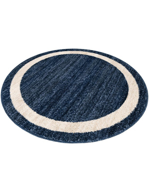 Navy Blue 4' 1 x 4' 1 Del Mar Round Area Rug 100% Polypropylene Easy Clean Stain Resistant Vivid Modern Carpet Mat for Home Decor Interior Designing for Sale at Rug Engine