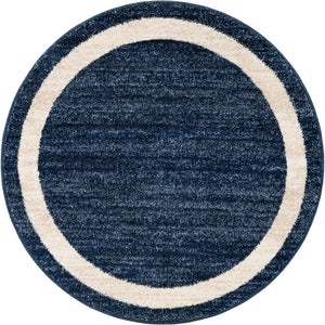 Navy Blue 4' 1 x 4' 1 Del Mar Round Area Rug 100% Polypropylene Easy Clean Stain Resistant Vivid Modern Carpet Mat for Home Decor Interior Designing for Sale at Rug Engine