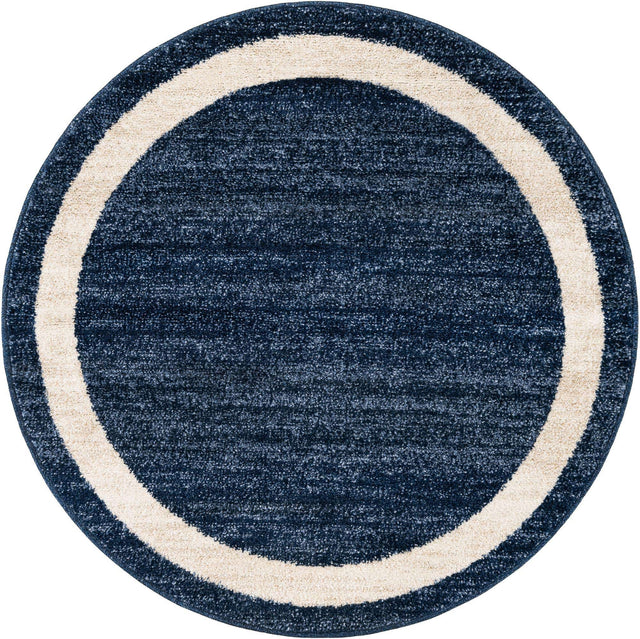 Navy Blue 4' 1 x 4' 1 Del Mar Round Area Rug 100% Polypropylene Easy Clean Stain Resistant Vivid Modern Carpet Mat for Home Decor Interior Designing for Sale at Rug Engine