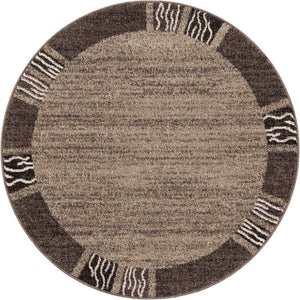 Dark Beige 4' 1 x 4' 1 Del Mar Round Area Rug 100% Polypropylene Easy Clean Stain Resistant Vivid Modern Carpet Mat for Home Decor Interior Designing for Sale at Rug Engine