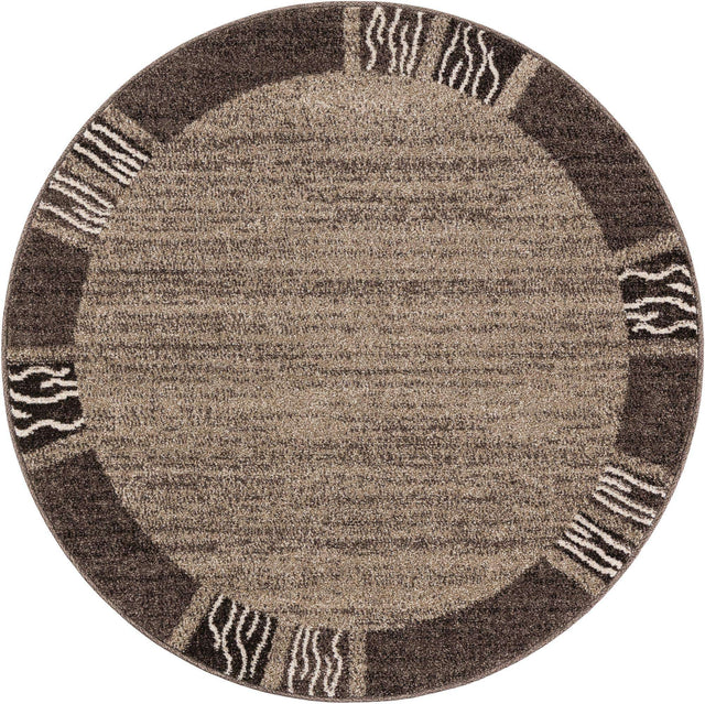 Dark Beige 4' 1 x 4' 1 Del Mar Round Area Rug 100% Polypropylene Easy Clean Stain Resistant Vivid Modern Carpet Mat for Home Decor Interior Designing for Sale at Rug Engine