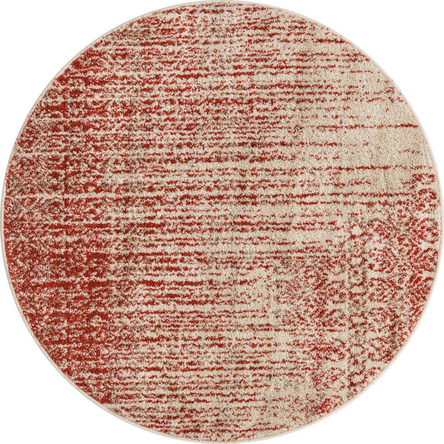 Red 4' 1 x 4' 1 Del Mar Round Area Rug 100% Polypropylene Easy Clean Stain Resistant Vivid Modern Carpet Mat for Home Decor Interior Designing for Sale at Rug Engine