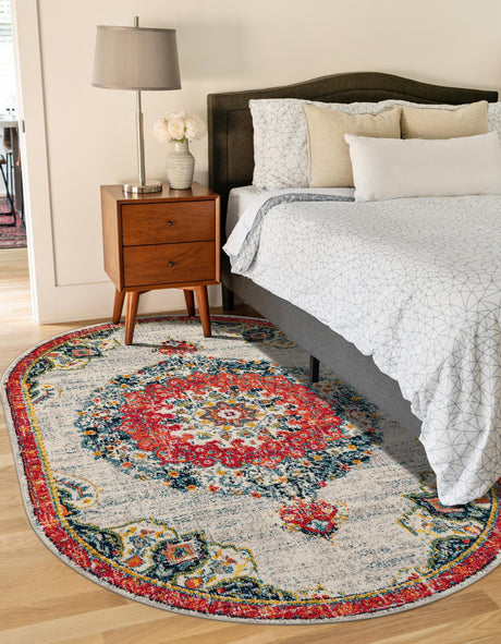 Ivory 7' 10 x 10' Penrose Oval Area Rug Classic Durable Stain Resistant Easy Clean Carpet for Traditional Indoor Home Decor for Sale at Rug Engine