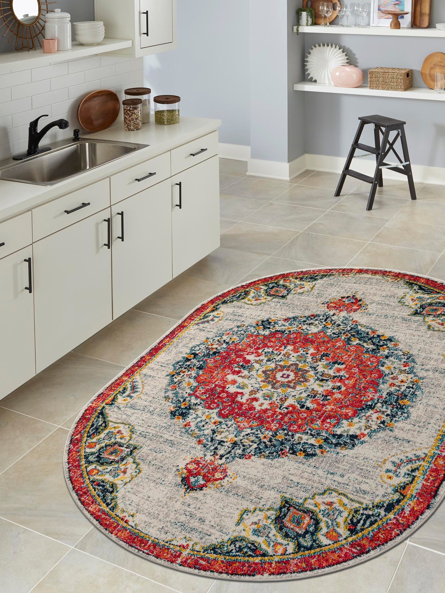 Ivory 3' 1 x 5' 3 Penrose Oval Area Rug
