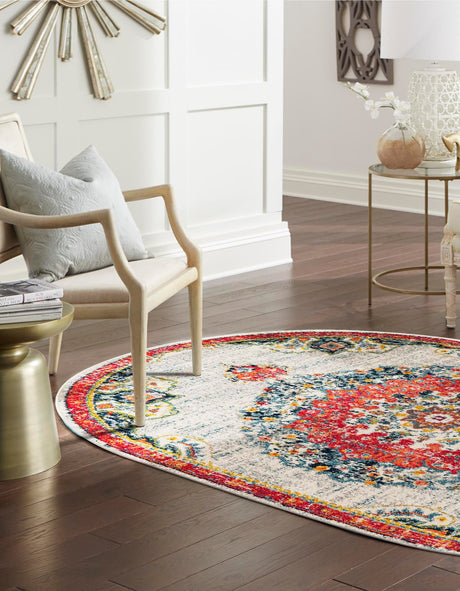 Ivory 7' 10 x 10' Penrose Oval Area Rug Classic Durable Stain Resistant Easy Clean Carpet for Traditional Indoor Home Decor for Sale at Rug Engine