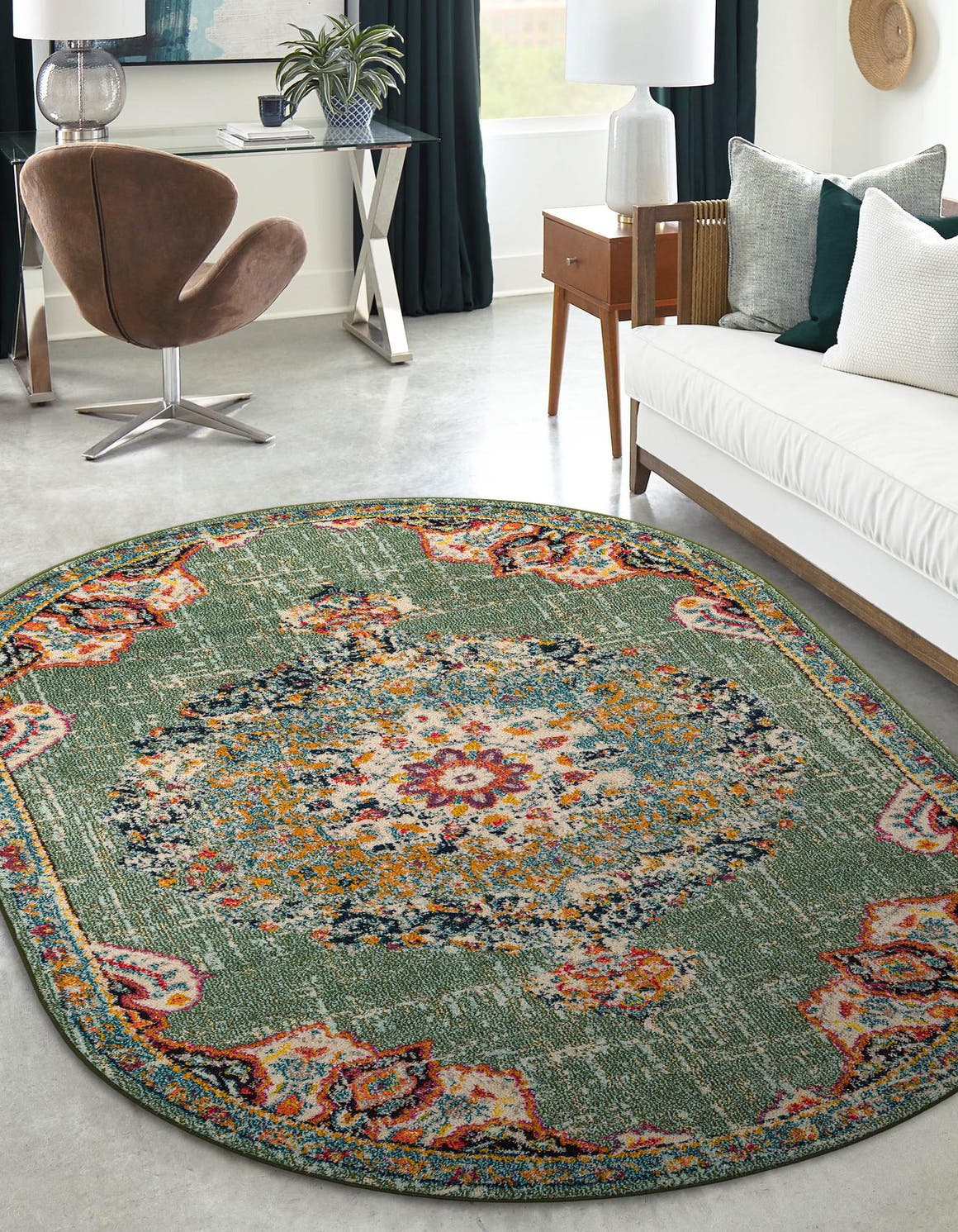 Green 7' 10 x 10' Penrose Oval Area Rug