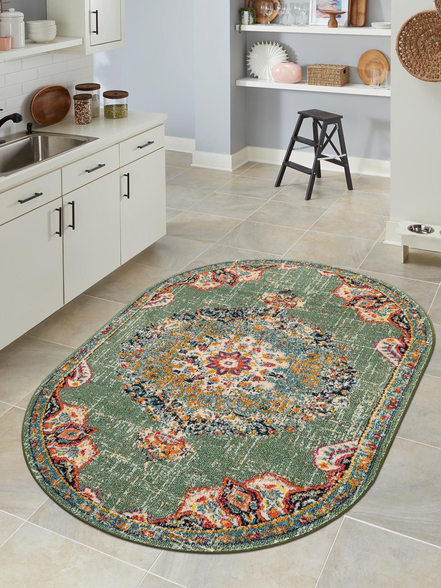 Green 3' 1 x 5' 3 Penrose Oval Area Rug