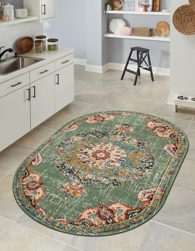 Green 3' 1 x 5' 3 Penrose Oval Area Rug