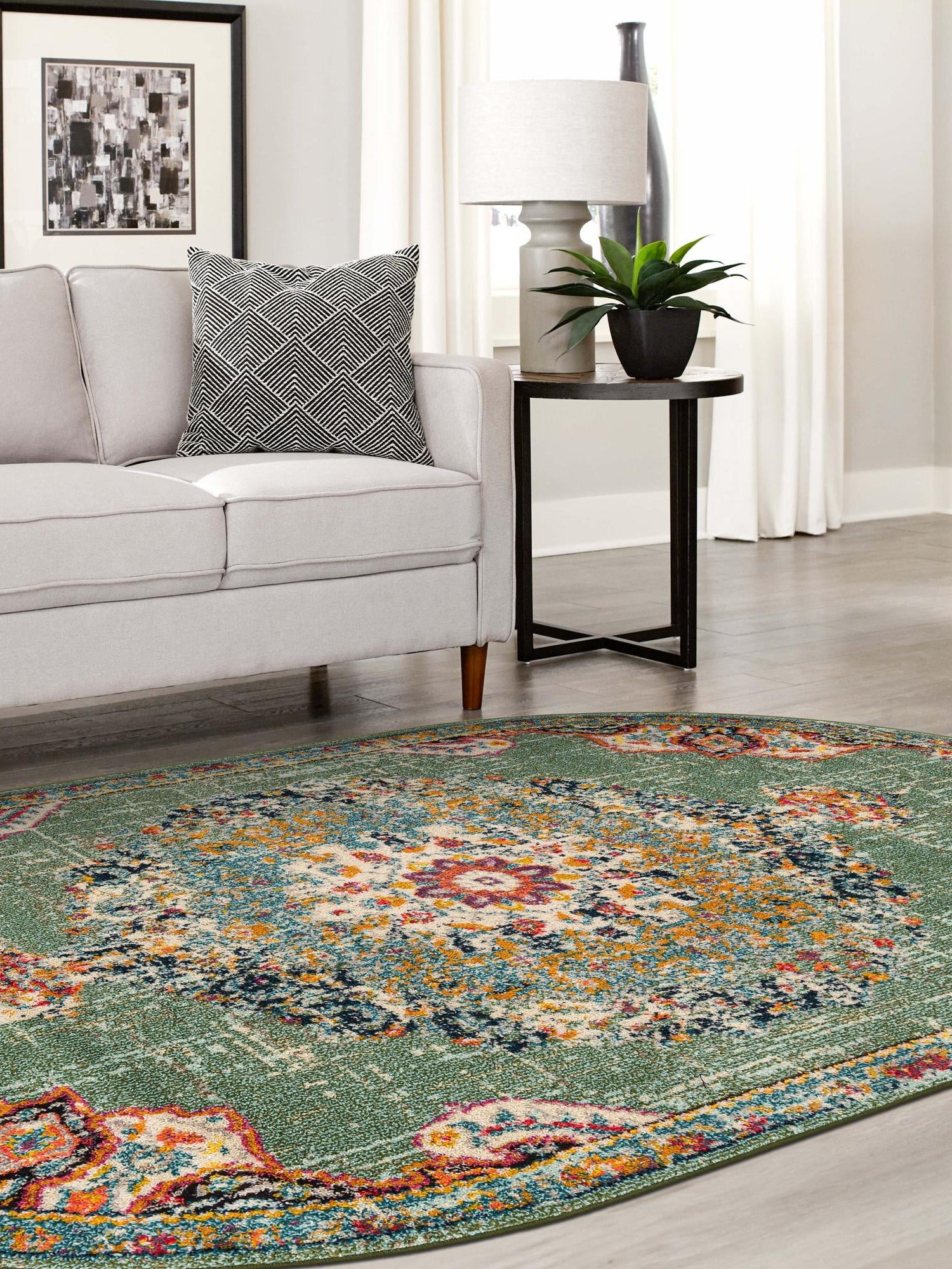 Green 4' 1 x 6' 1 Penrose Oval Area Rug