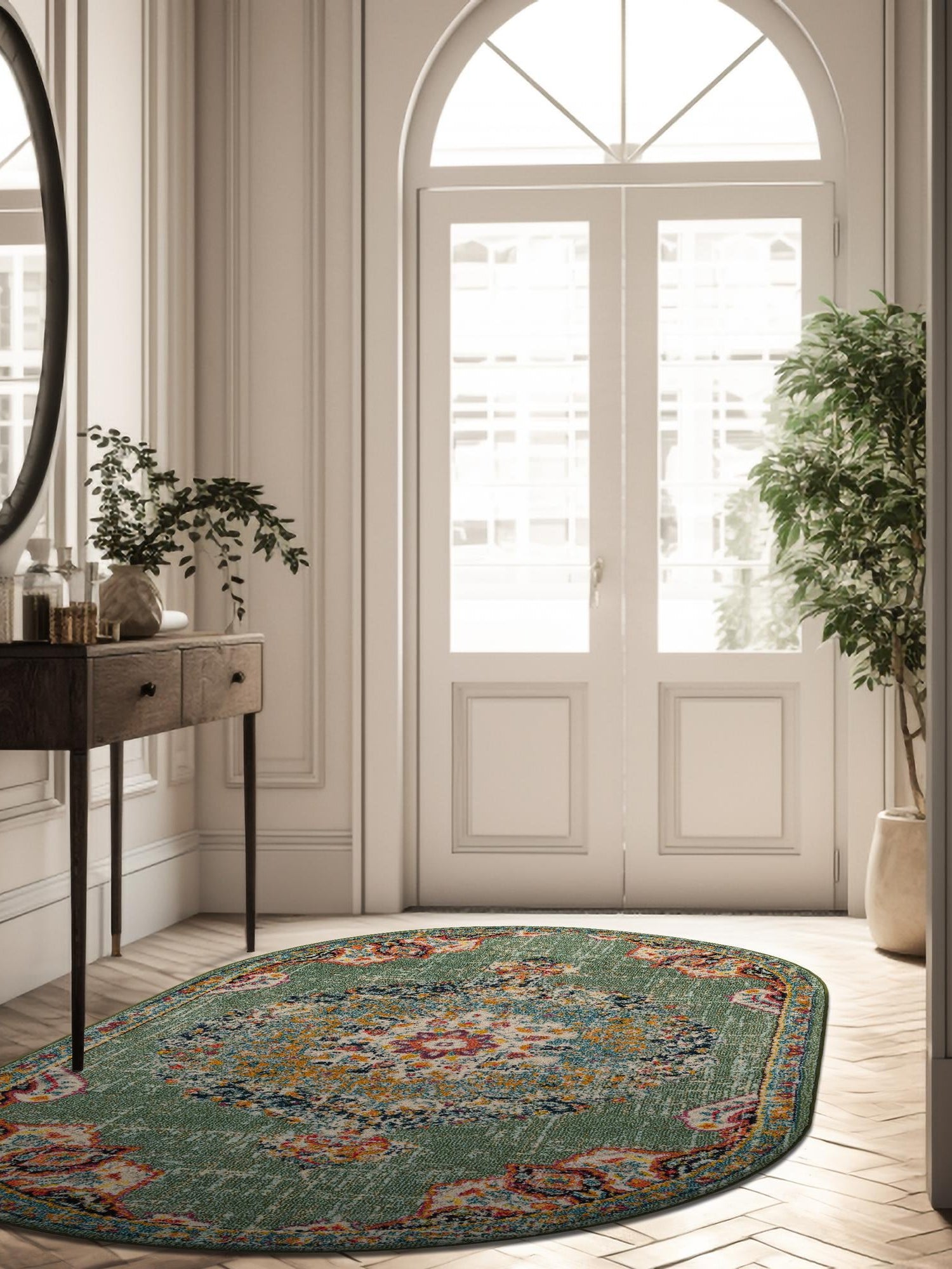 Green 4' 1 x 6' 1 Penrose Oval Area Rug