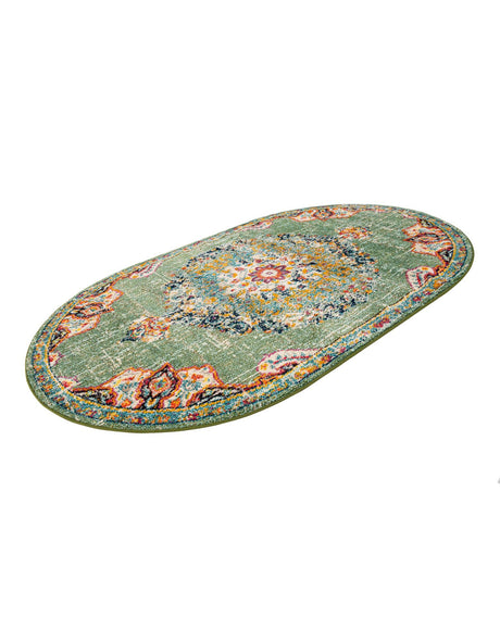 Green 5' 3 x 8' Penrose Oval Area Rug Classic Durable Stain Resistant Easy Clean Carpet for Traditional Indoor Home Decor for Sale at Rug Engine