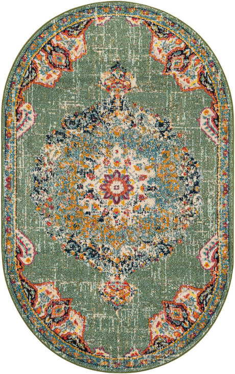 Green 5' 3 x 8' Penrose Oval Area Rug
