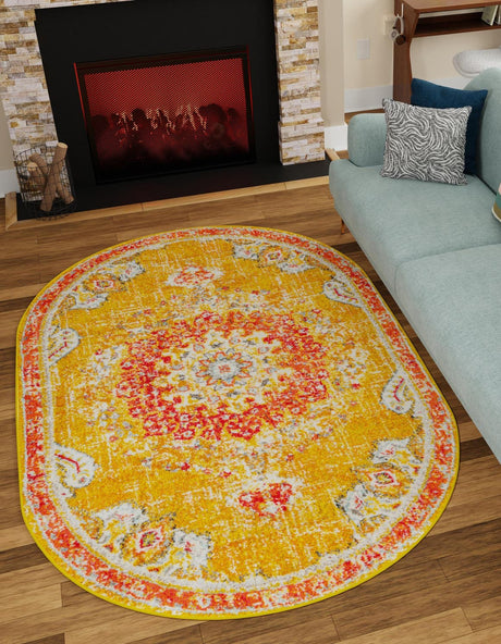Gold 7' 10 x 10' Penrose Oval Area Rug
