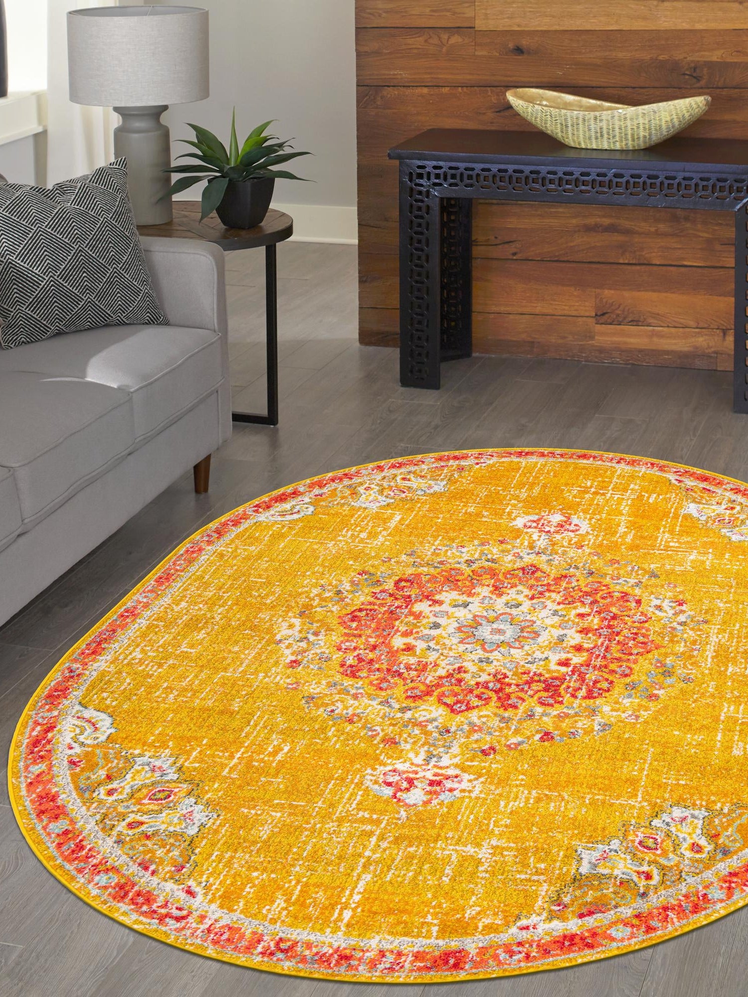 Gold 3' 1 x 5' 3 Penrose Oval Area Rug