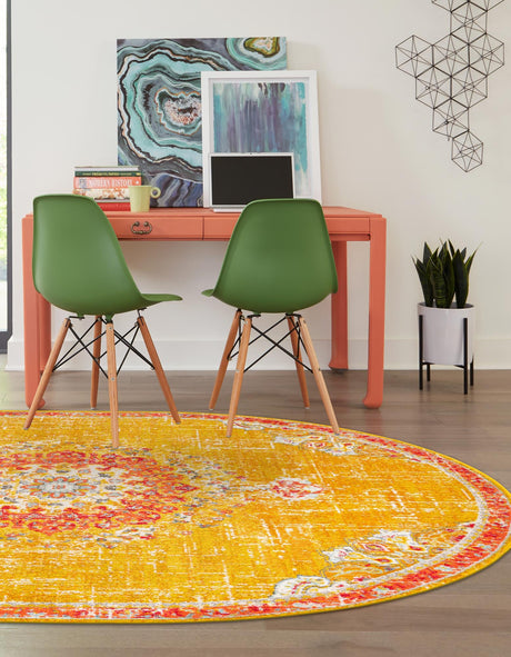 Gold 7' 10 x 10' Penrose Oval Area Rug Classic Durable Stain Resistant Easy Clean Carpet for Traditional Indoor Home Decor for Sale at Rug Engine