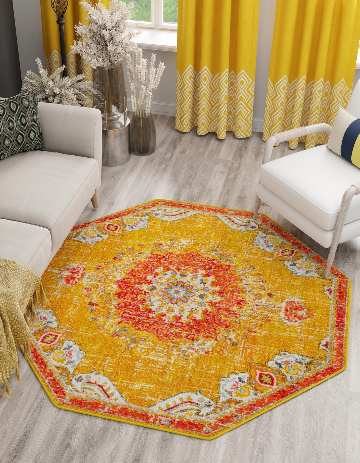 Gold 7' 10 x 7' 10 Penrose Octagon Area Rug