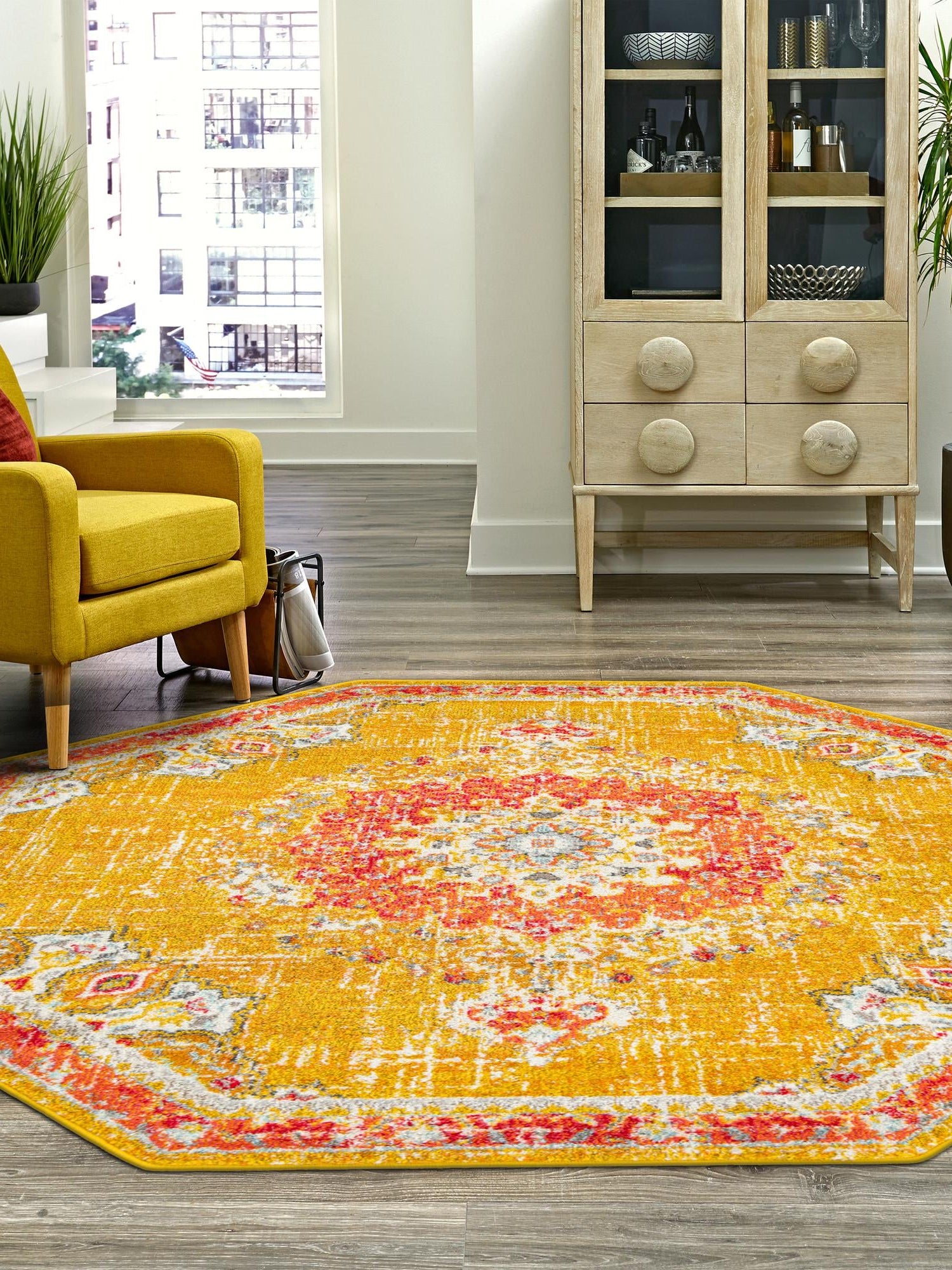 Gold 6' 1 x 6' 1 Penrose Octagon Area Rug