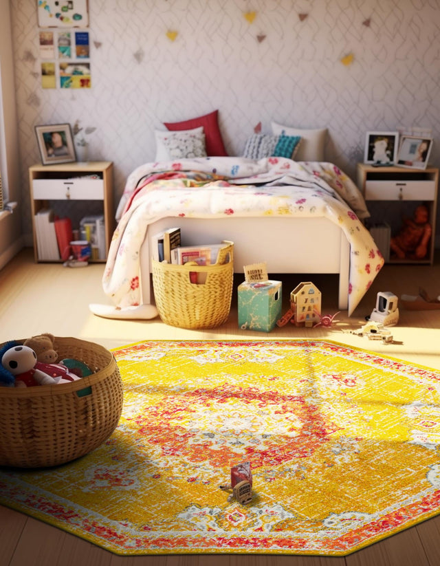 Gold 7' 10 x 7' 10 Penrose Octagon Area Rug