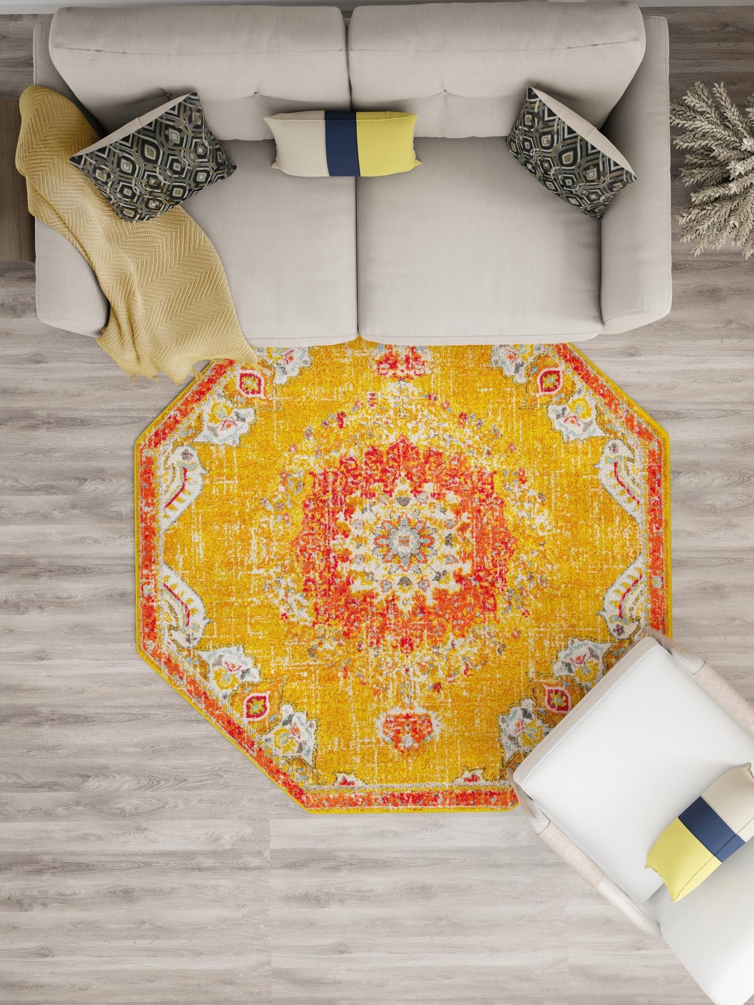 Gold 6' 1 x 6' 1 Penrose Octagon Area Rug