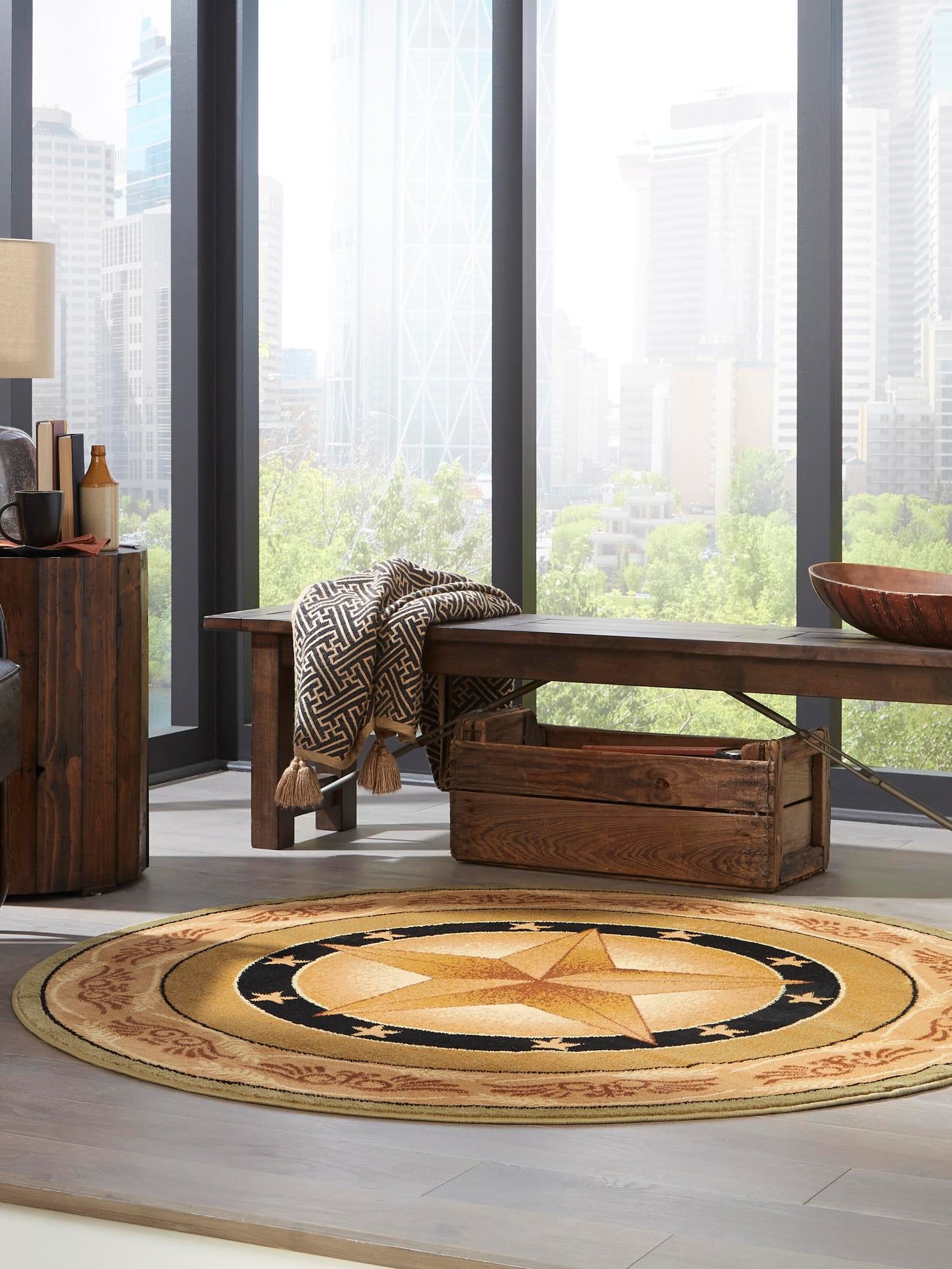 Green 5' 3 x 5' 3 Pioneer Round Area Rug