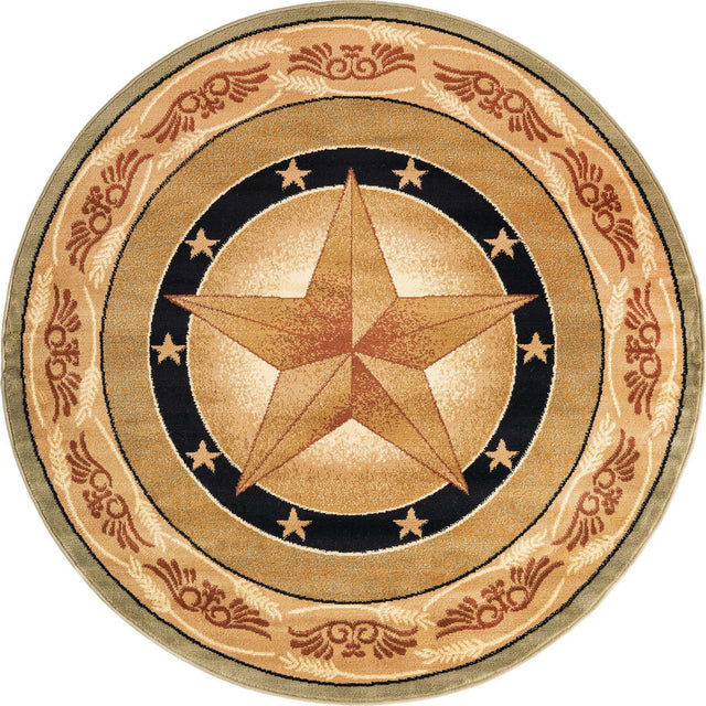 Green 5' 3 x 5' 3 Pioneer Round Area Rug