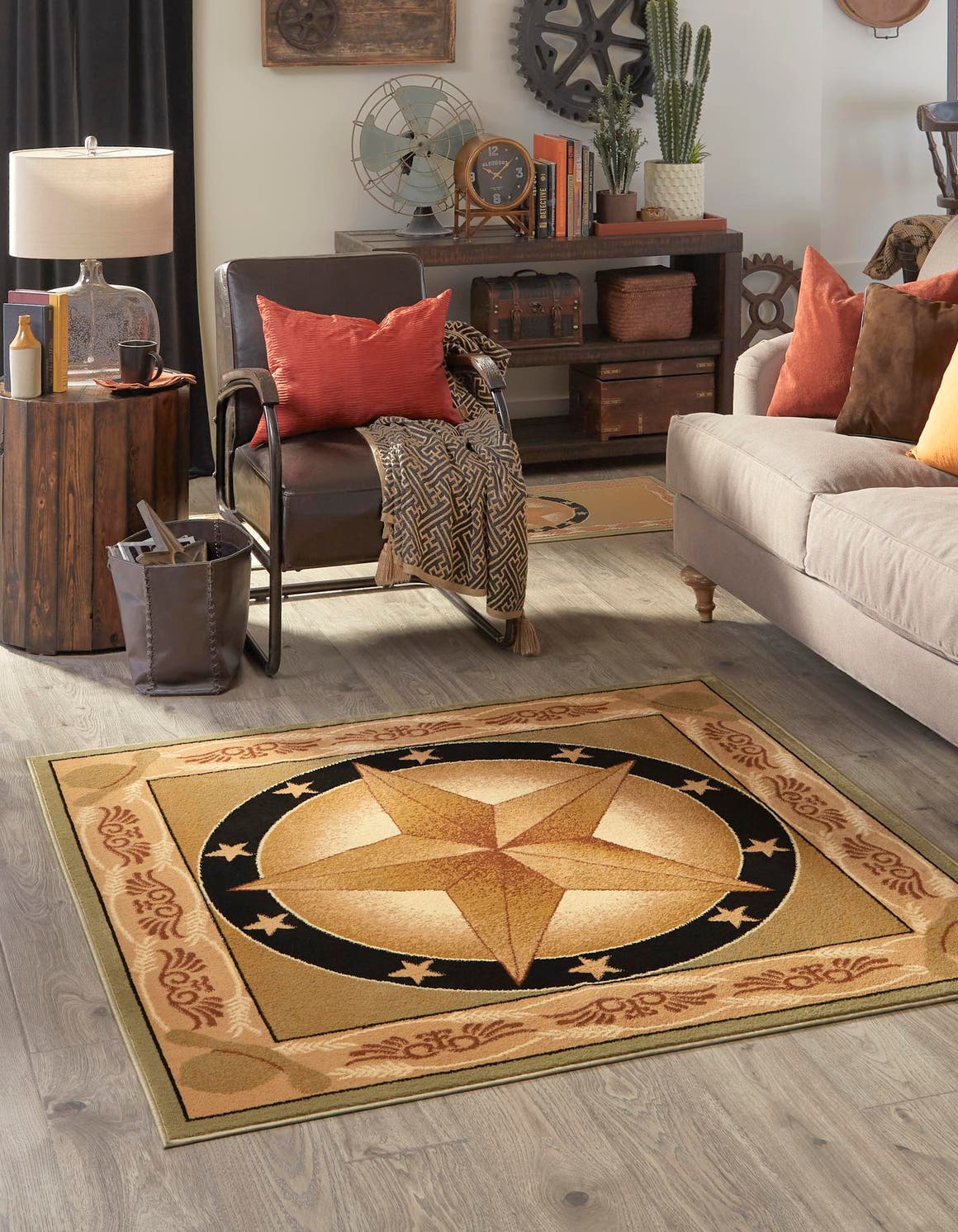 Green 7' 10 x 7' 10 Pioneer Square Area Rug Classic Southwestern Motif Durable Stain Resistant Easy Clean Carpet for Traditional Interior Decor for Sale at Rug Engine