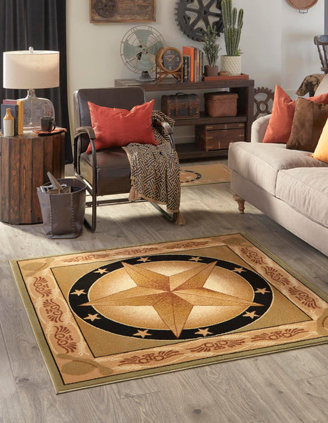 Green 7' 10 x 7' 10 Pioneer Square Area Rug