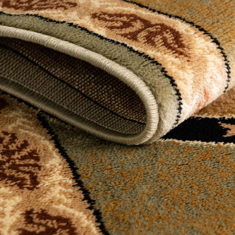 Green 2' x 8' Pioneer Runner Area Rug Classic Southwestern Motif Durable Stain Resistant Easy Clean Carpet for Traditional Interior Decor for Sale at Rug Engine