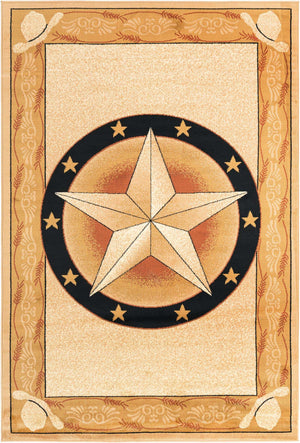 Ivory Brown 6' 1 x 9' Pioneer Rectangle Area Rug