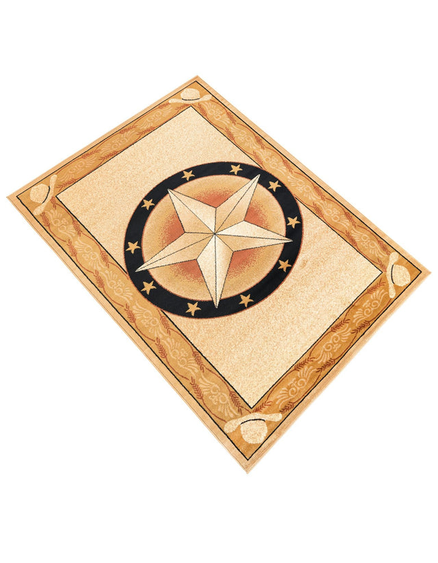 Ivory Brown 5' 3 x 8' Pioneer Rectangle Area Rug