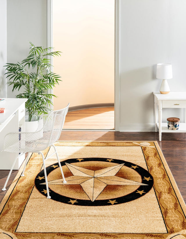 Ivory Brown 4' 1 x 6' 1 Pioneer Rectangle Area Rug