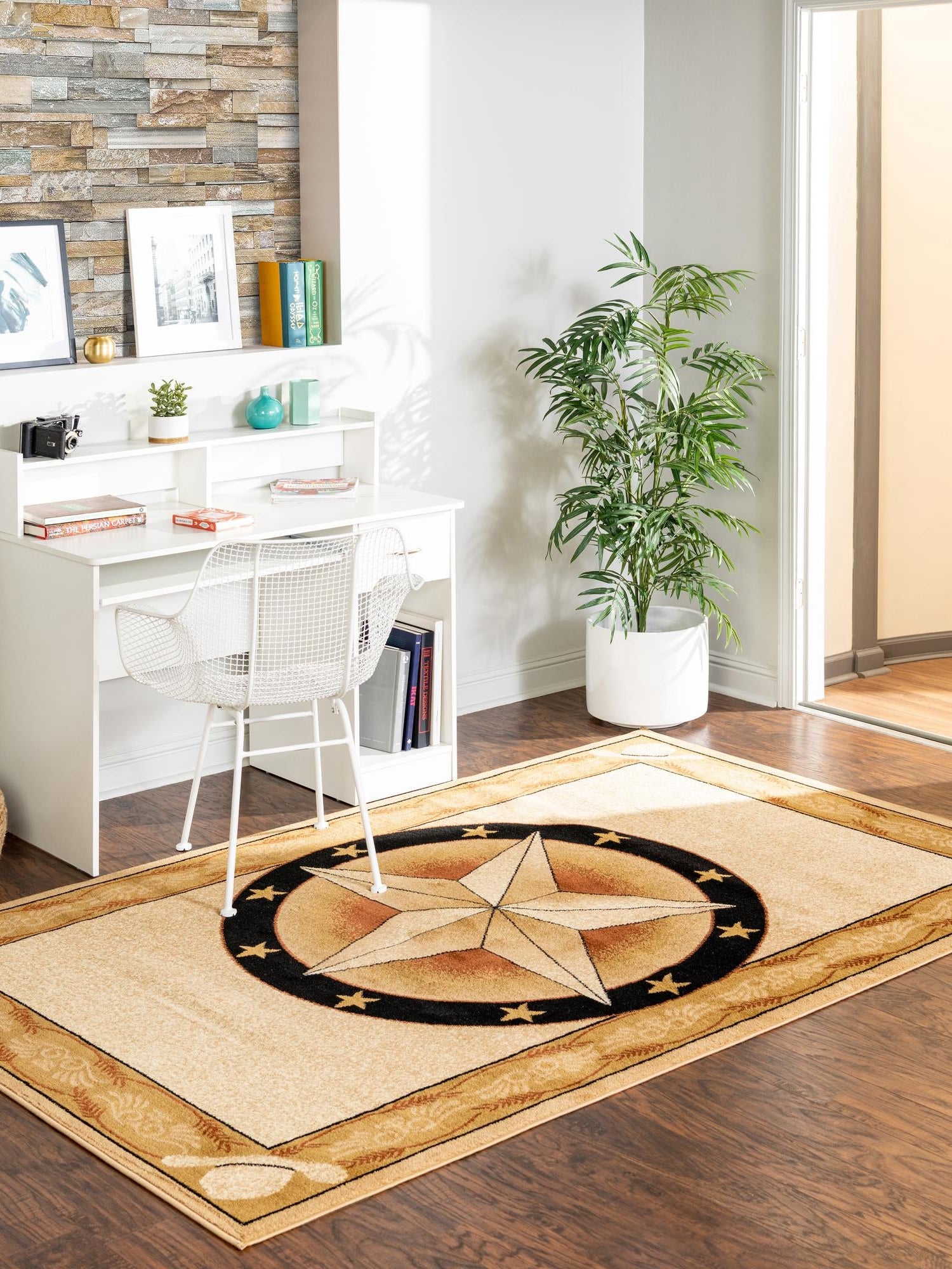 Ivory Brown 7' 1 x 10' Pioneer Rectangle Area Rug