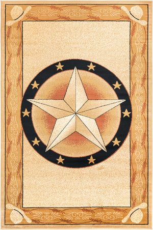 Ivory Brown 5' 3 x 8' Pioneer Rectangle Area Rug