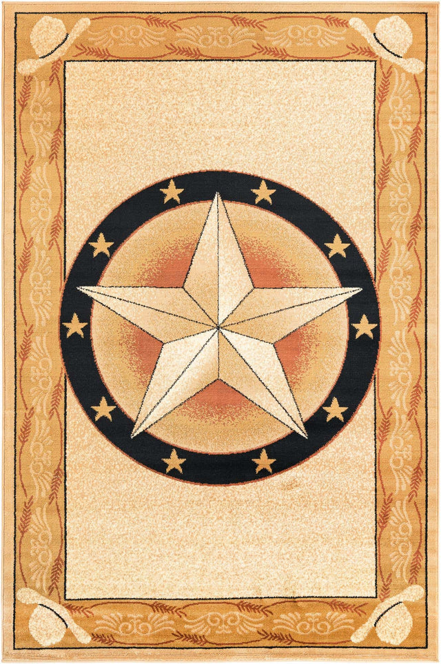 Ivory Brown 5' 3 x 8' Pioneer Rectangle Area Rug