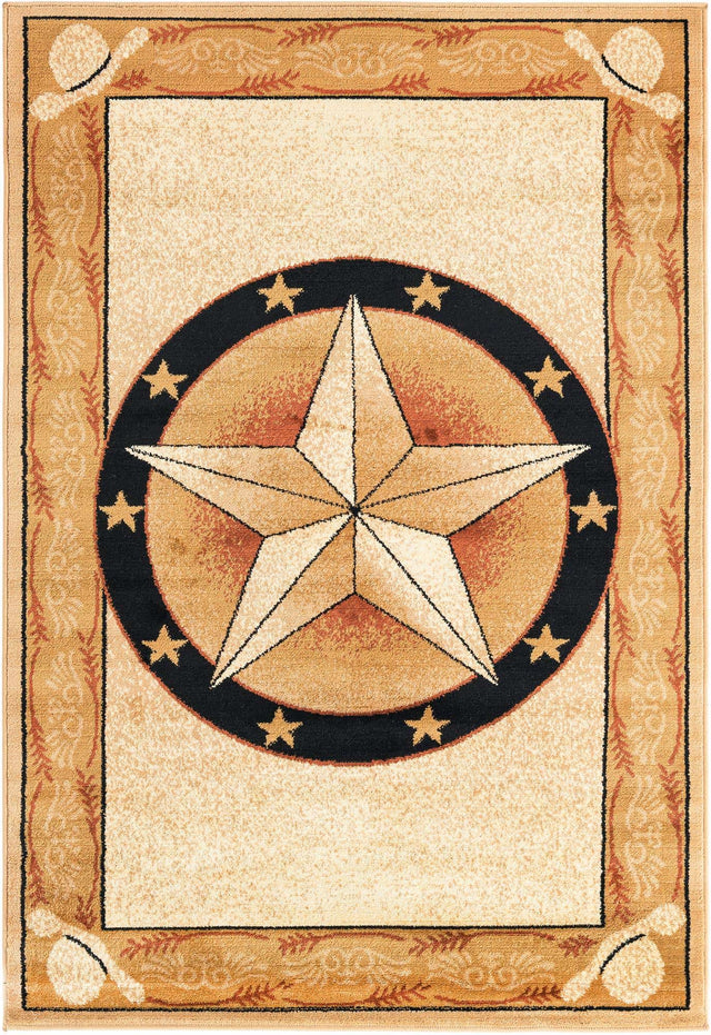 Ivory Brown 4' 1 x 6' 1 Pioneer Rectangle Area Rug