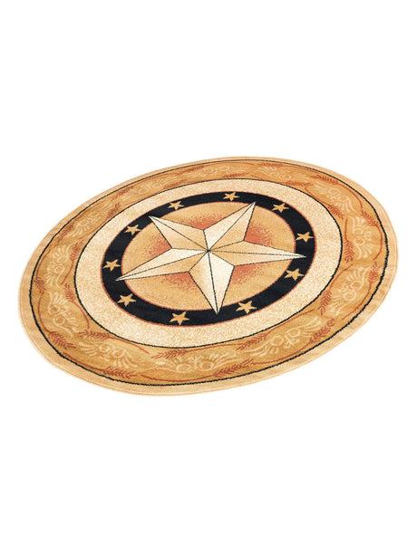 Ivory Brown 5' 3 x 5' 3 Pioneer Round Area Rug Classic Southwestern Motif Durable Stain Resistant Easy Clean Carpet for Traditional Interior Decor for Sale at Rug Engine